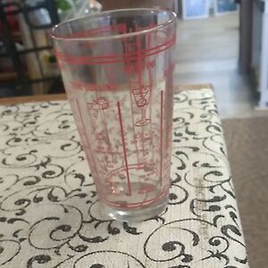 Vintage Cocktail Recipe Glass with Red Measurements